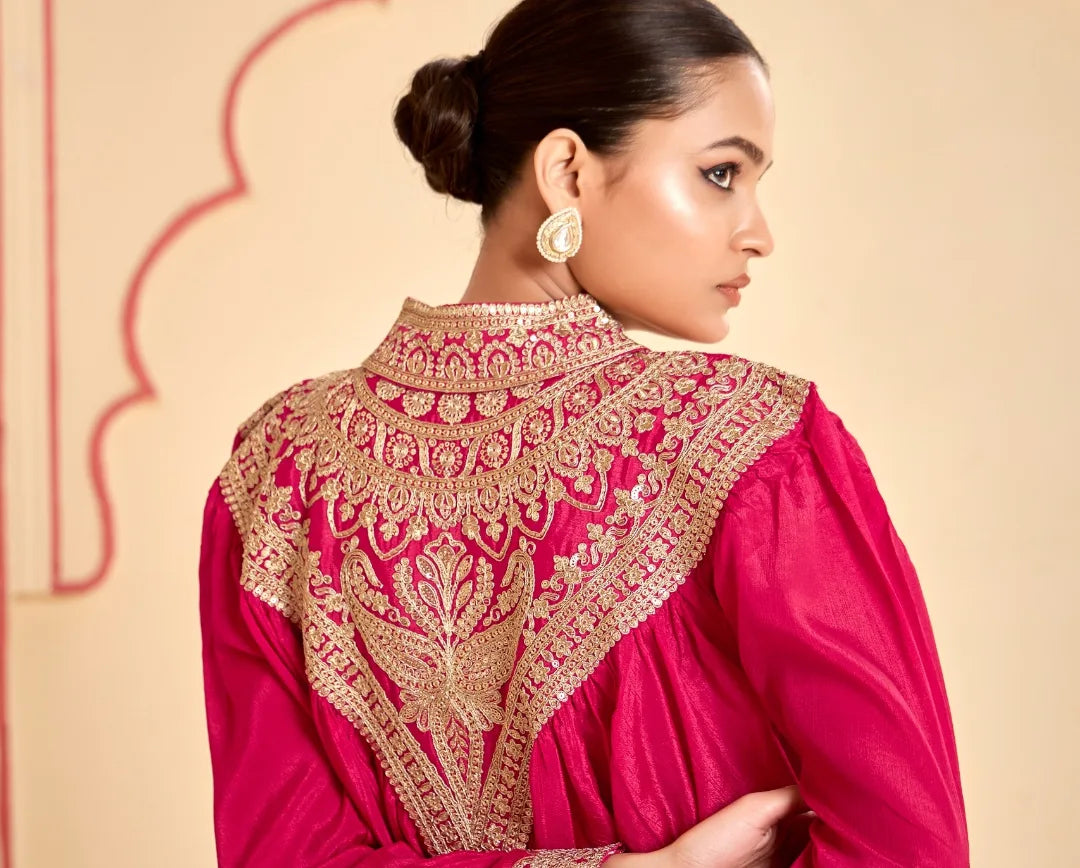 Royal Grace – Radiant Chinon Embroidered Dhoti Suit