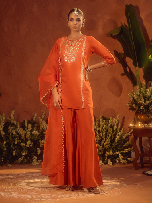 Rang-e-Anaar – Orange Embroidered Designer Kurta Set