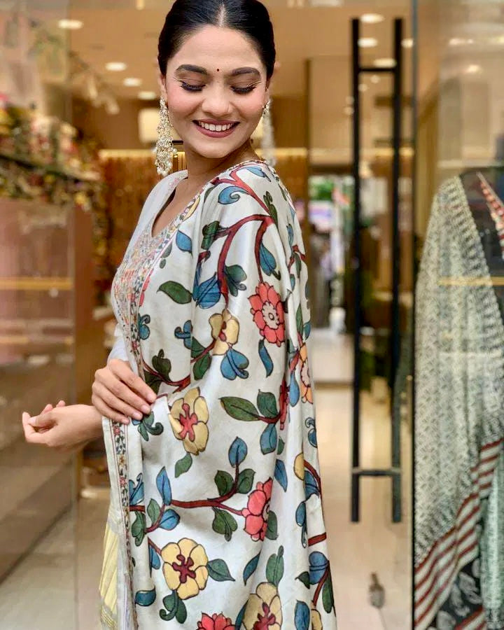 Sitara Serene – Viscose Chanderi Festive Suit with Floral Dupatta