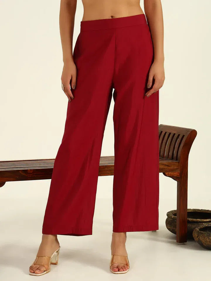 Crimson Charm – Chanderi Kurti Ensemble