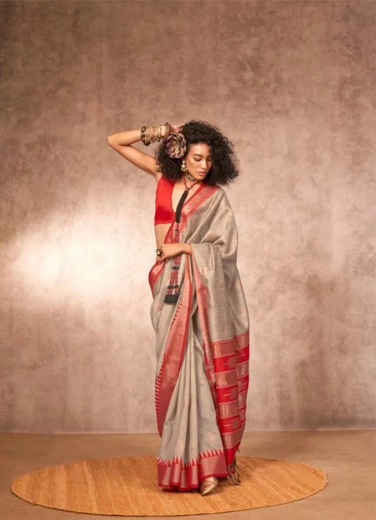 Kadiyal Silk Elegance - Handloom Woven  Bhagalpuri Silk with Gadwal Borders