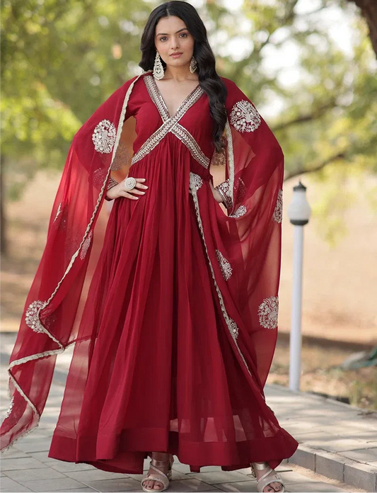 Gilded Grace - Zari Border Flowy Anarkali Suit