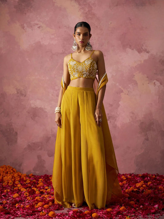 Radiant Flow – Georgette Palazzo & Organza Cape Ensemble