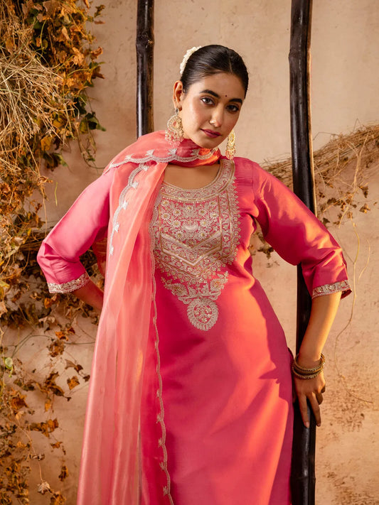 Festive Harmony – Shimmer Roman Silk Suit