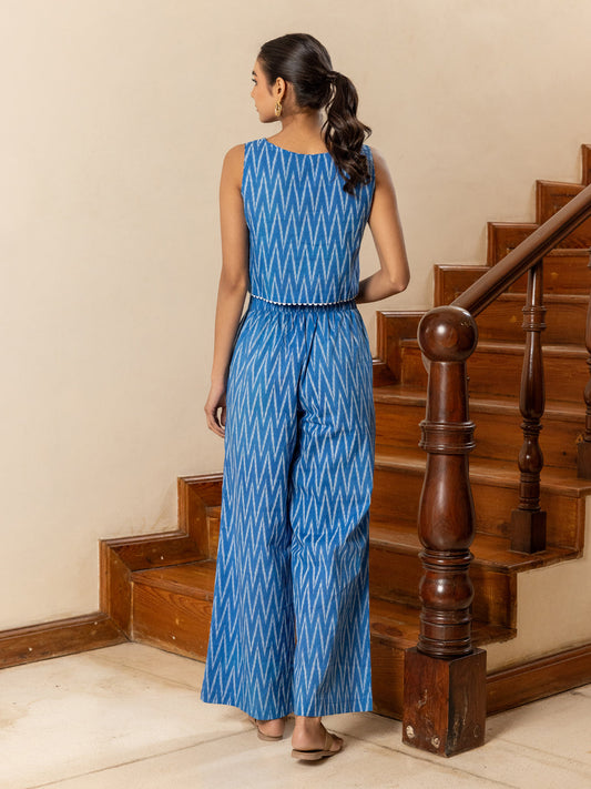 Azure Rhythm – Blue Ikat-Inspired Co-ord Set