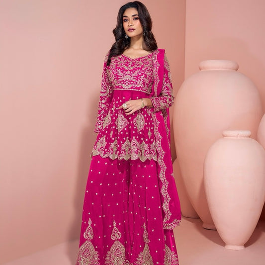 Noor-e-Nazaakat – Embroidered Peplum Sharara Ensemble