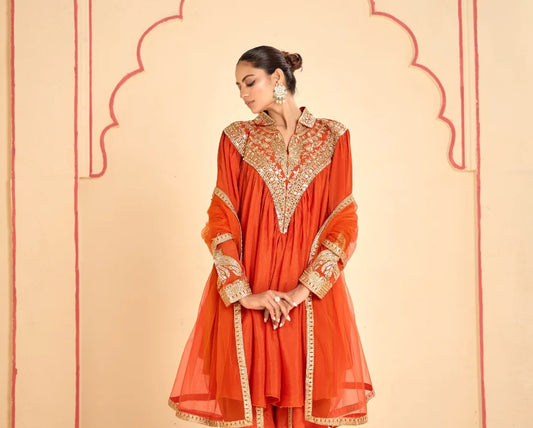 Royal Grace – Radiant Chinon Embroidered Dhoti Suit