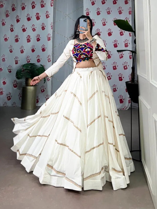 Raas Radiance - Gamthi Glam Ivory Festive Lehenga