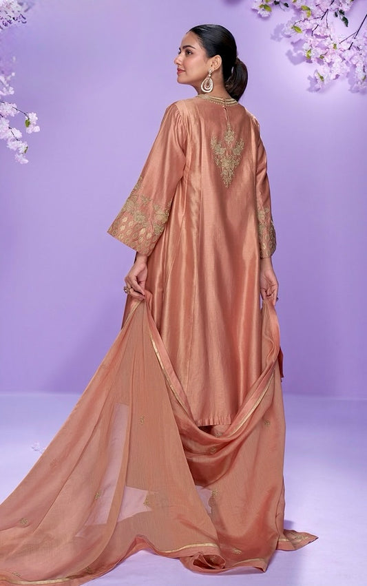 Rust Glow - Roman Silk Embroidered Suit