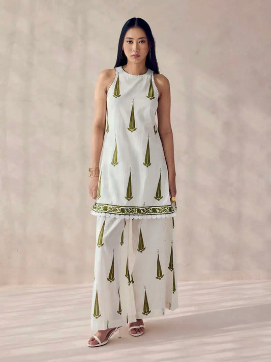 Ivory Breeze – Pure Cotton Printed Indo-Western Co-ord Set