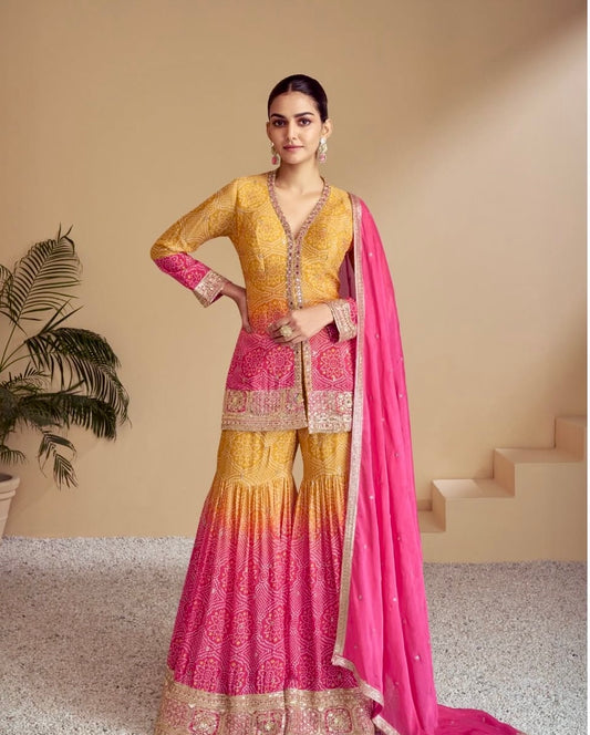 Ombré Charm – Chinon Silk Sharara Set