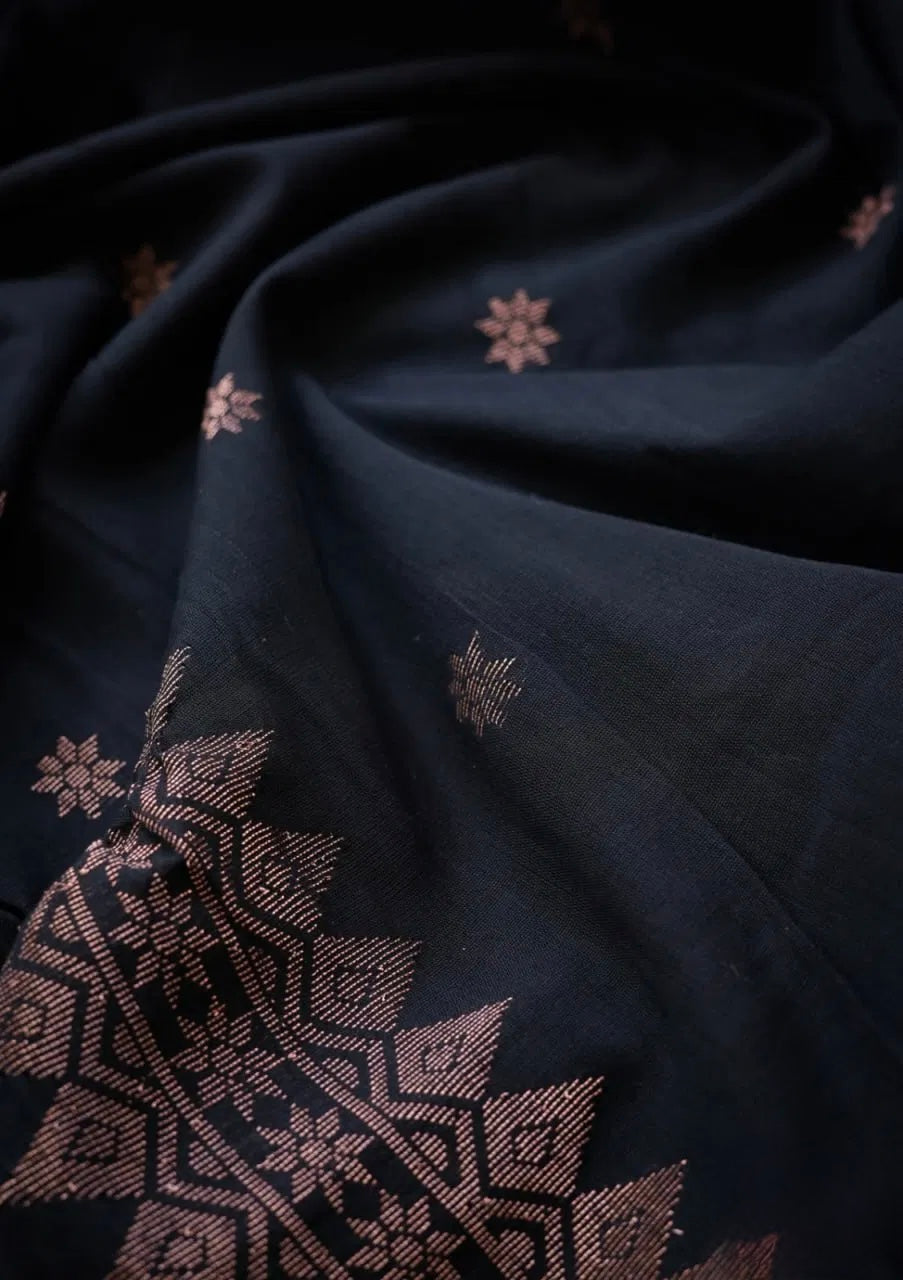 Bhoomi Zari - Handwoven Soft Silk in Copper and Clay