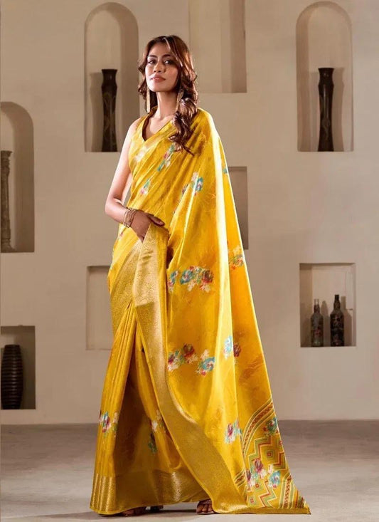 Golden Marigold - Dola Silk Saree