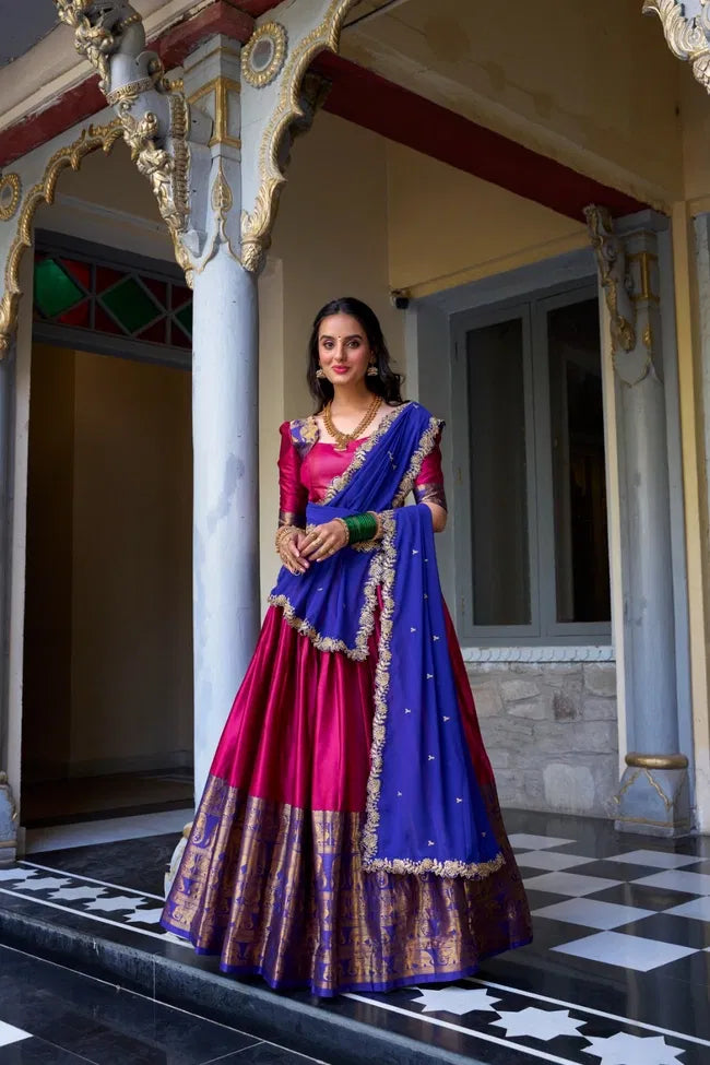 Rajvanshi – Narayan Pattu Half Saree with Zari Grandeur