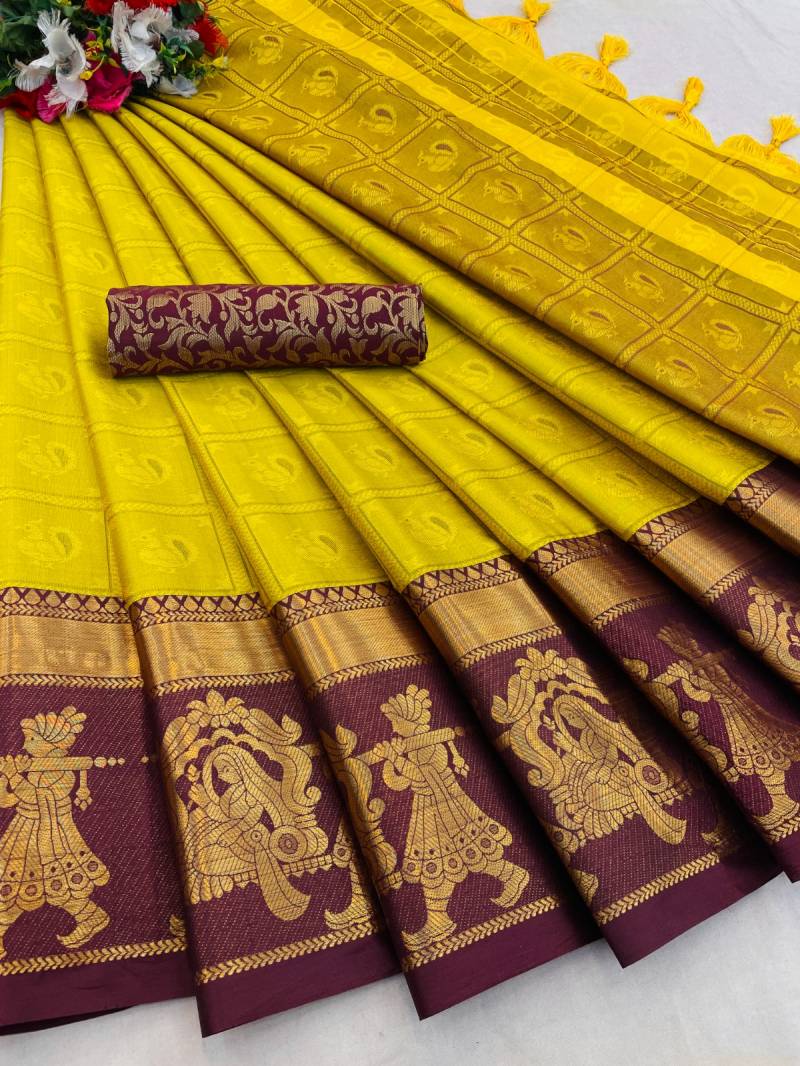 Regal Rhythm – Festive Mercerised Cotton Silk Saree