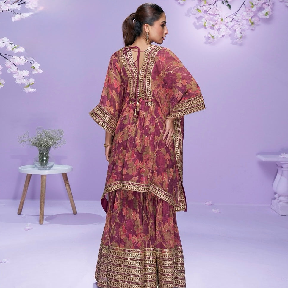 Radiant Luxe - Georgette Kaftan with Gharara