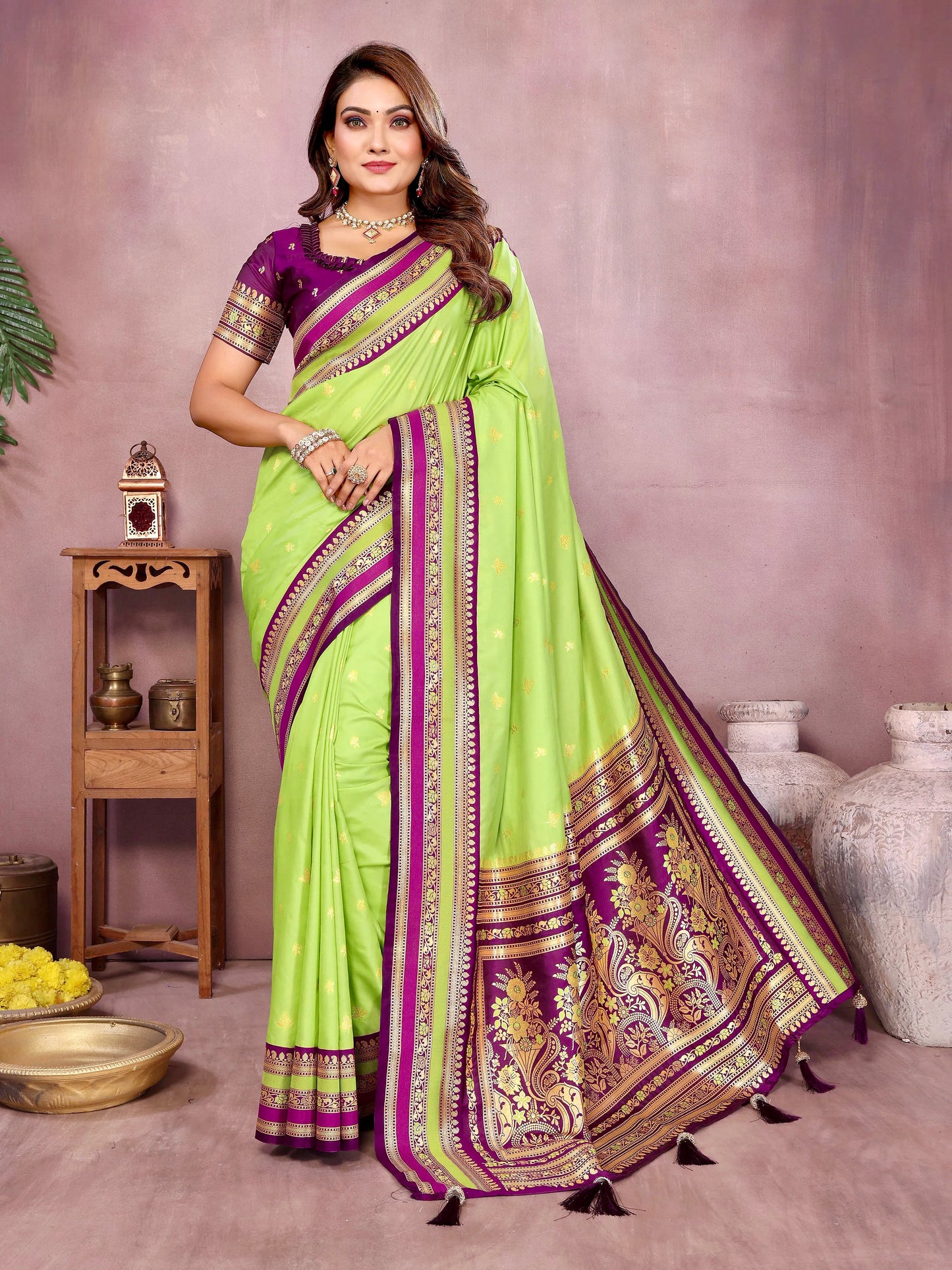 Sindur – Handloom Kalamkari Silk Zari Woven Saree