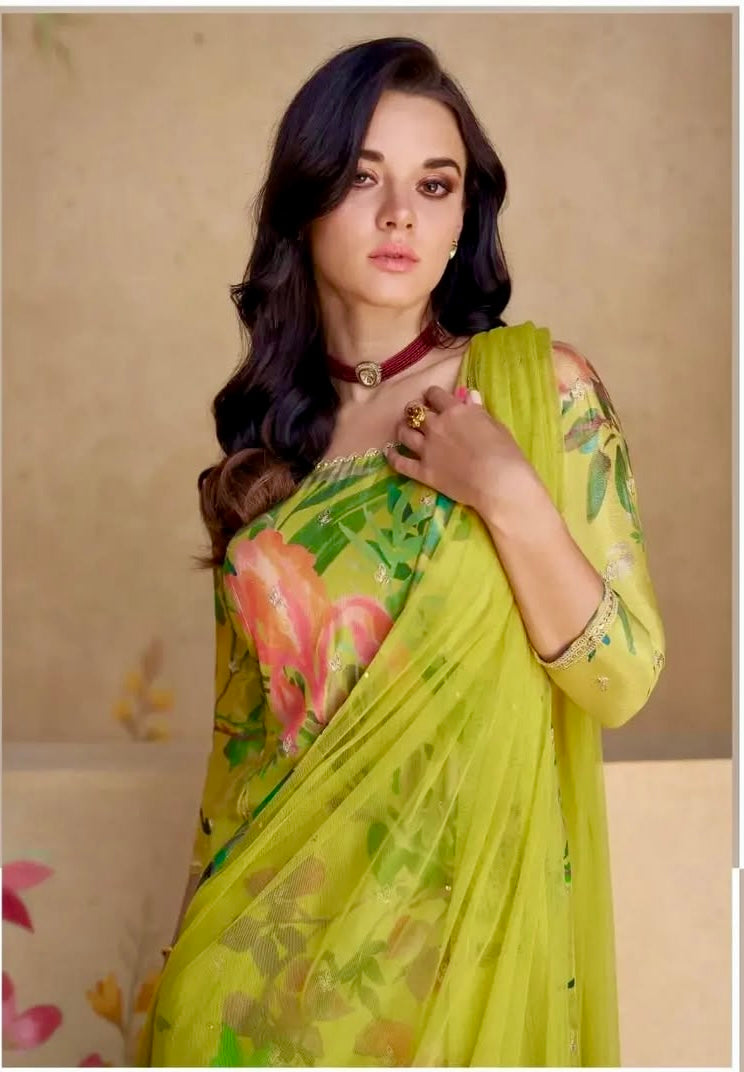 Verdant Grace – Chinon Silk Sharara Suit