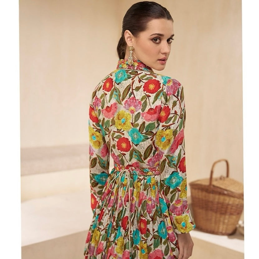 Garden Bloom – Abstract Floral Peplum Coord Set