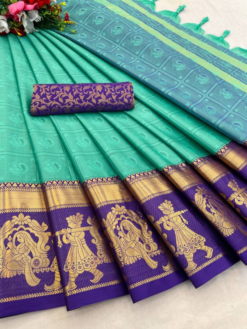 Regal Rhythm – Festive Mercerised Cotton Silk Saree