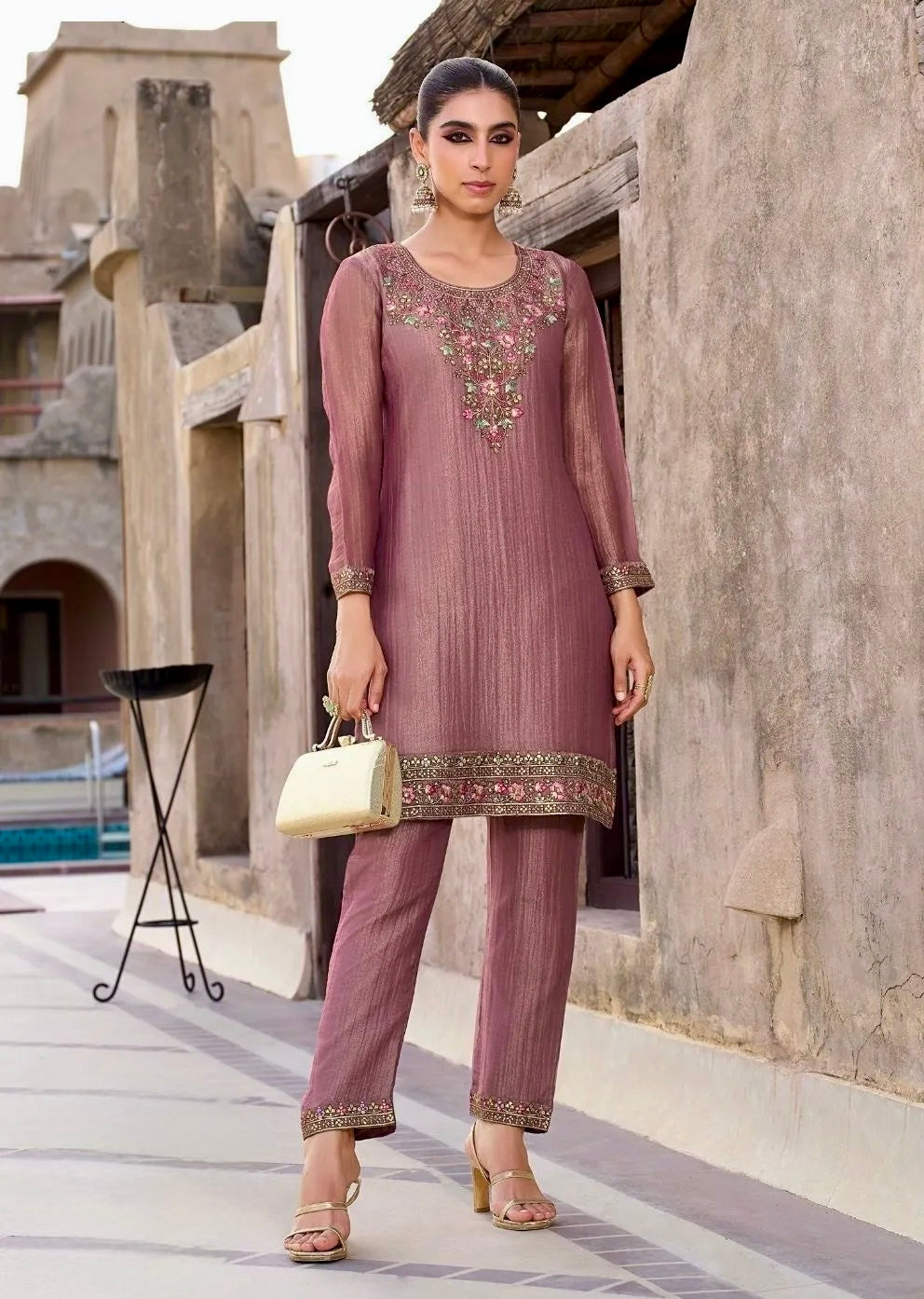 Luxe Mulaqat - Shimmer Silk Embroidered Cord Set