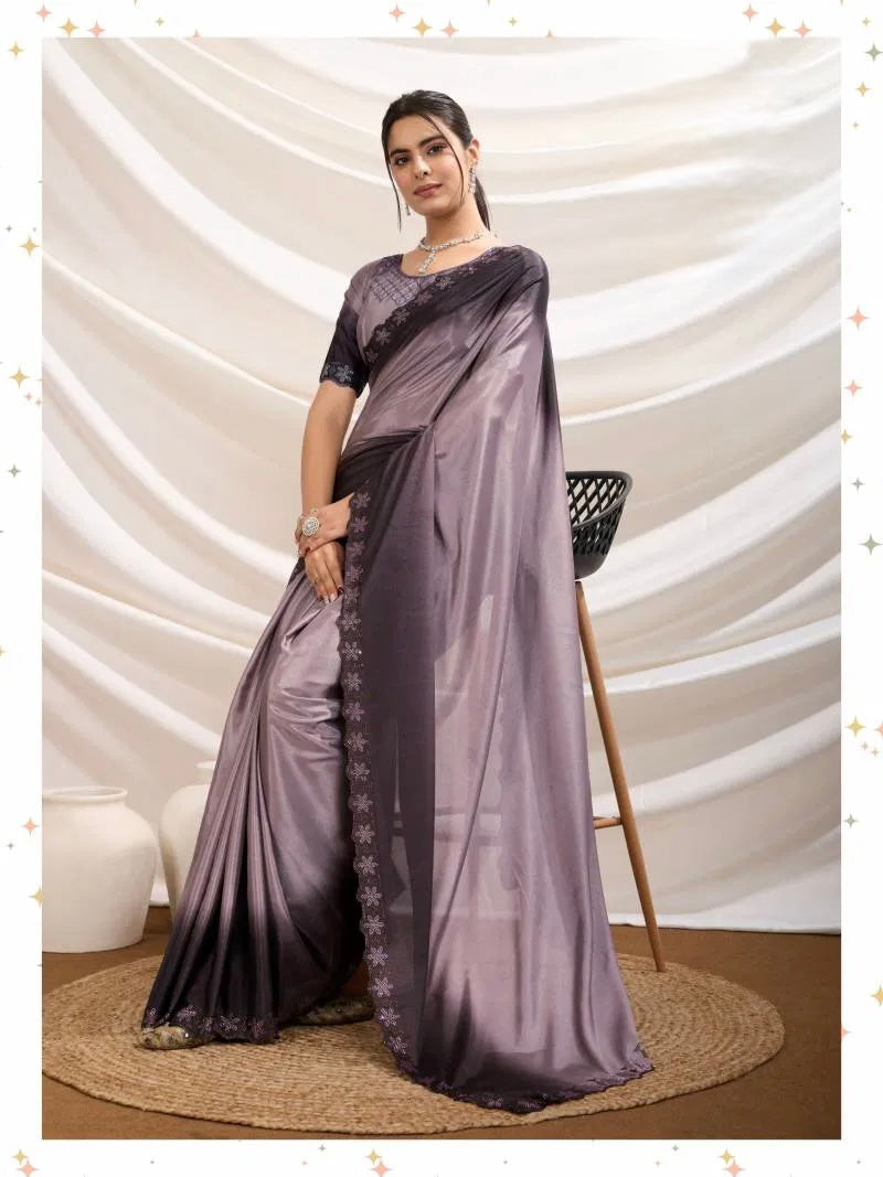 Mystic Radiance - Ombre Saree with Dual Stone Glow